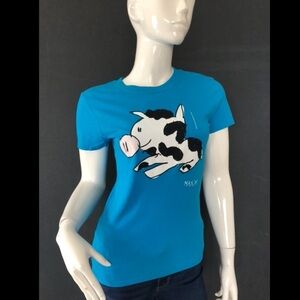 𝅺hyp Maximsart Blue Cow animal T-shirt